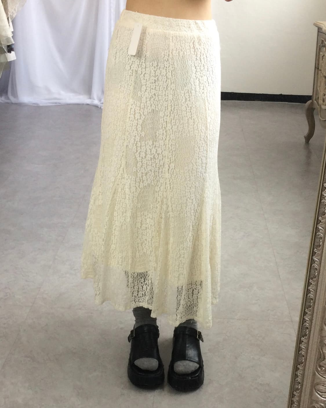 Flower pattern crochet long skirt 상품이미지9
