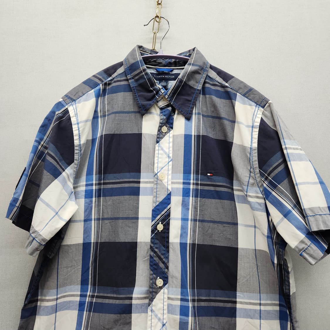타미힐피거 로고 체크패턴 반팔셔츠 M(L) 상품이미지2