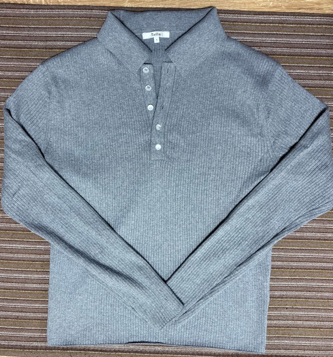 타일레 CIGAR RIB SHELL KNIT POLO TOP GREY 상품이미지2