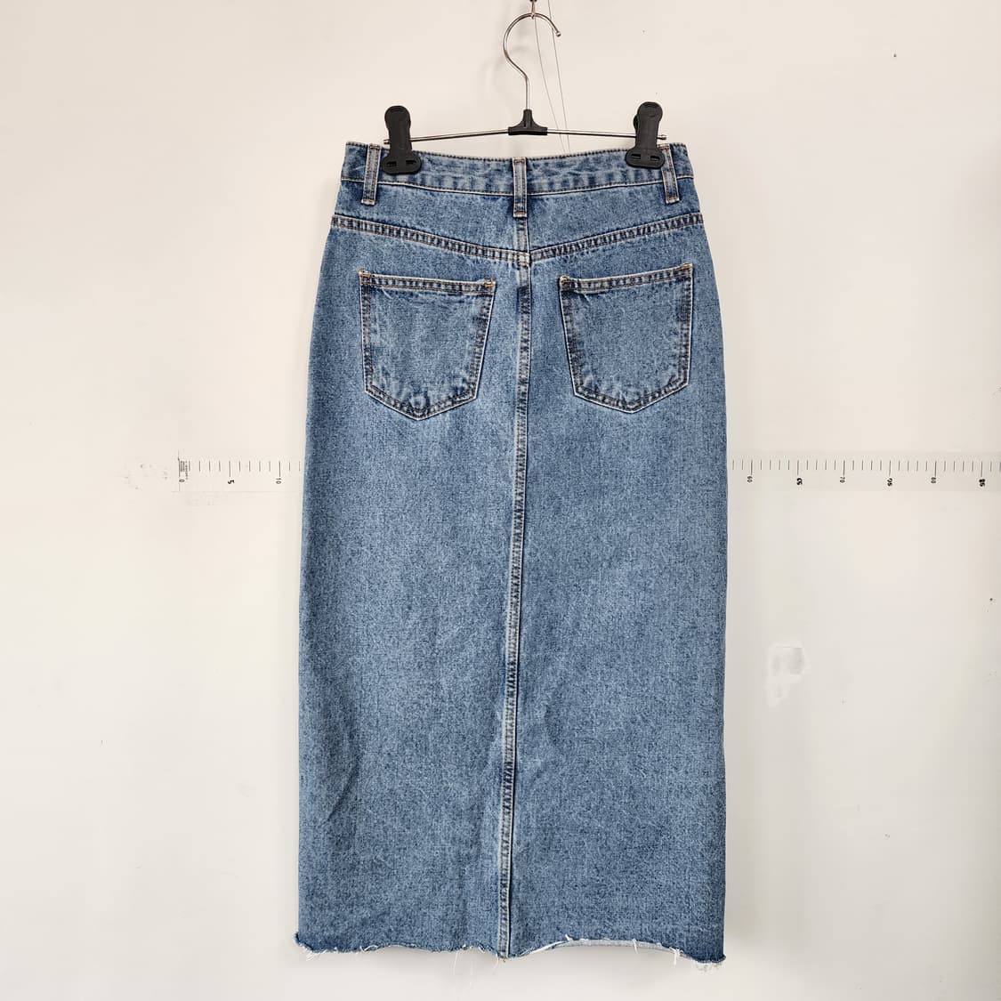 청 데님 사선 트임 스커트 상품이미지3