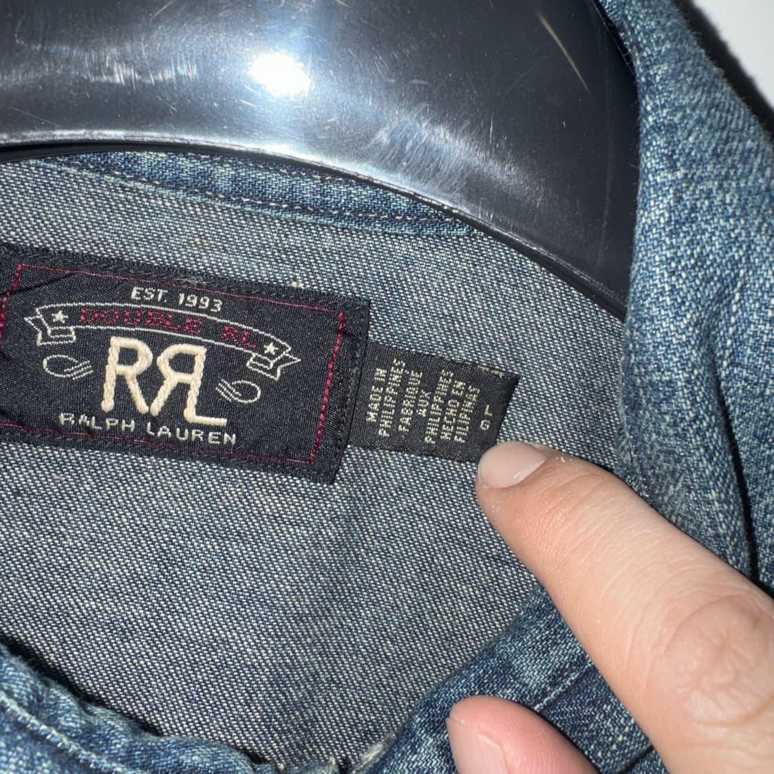 L) 더블알엘 웨스턴 셔츠 다크워시 상품이미지3