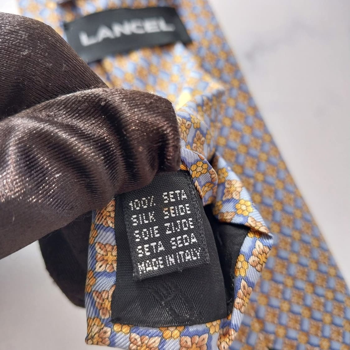 란셀 실크 블루&골드 자카드 넥타이 9.6cm A+~A등급 K1488
 상품이미지10