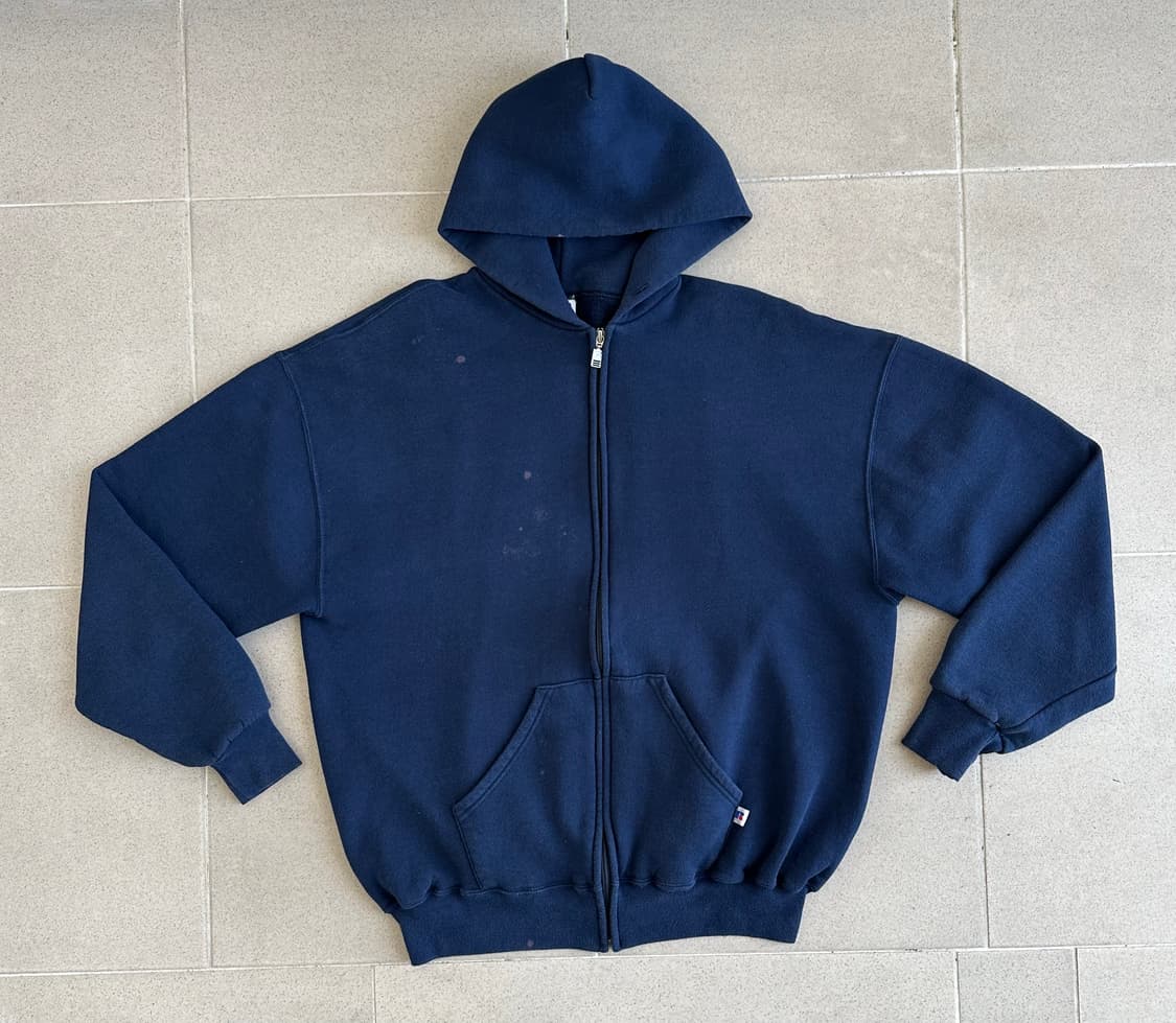 90s 빈티지 러셀 후드집업 네이비 XL 페인팅 상품이미지1