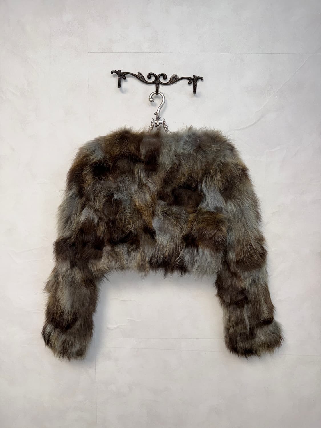Mixed blue brown raccoon fur crop jacket 상품이미지3