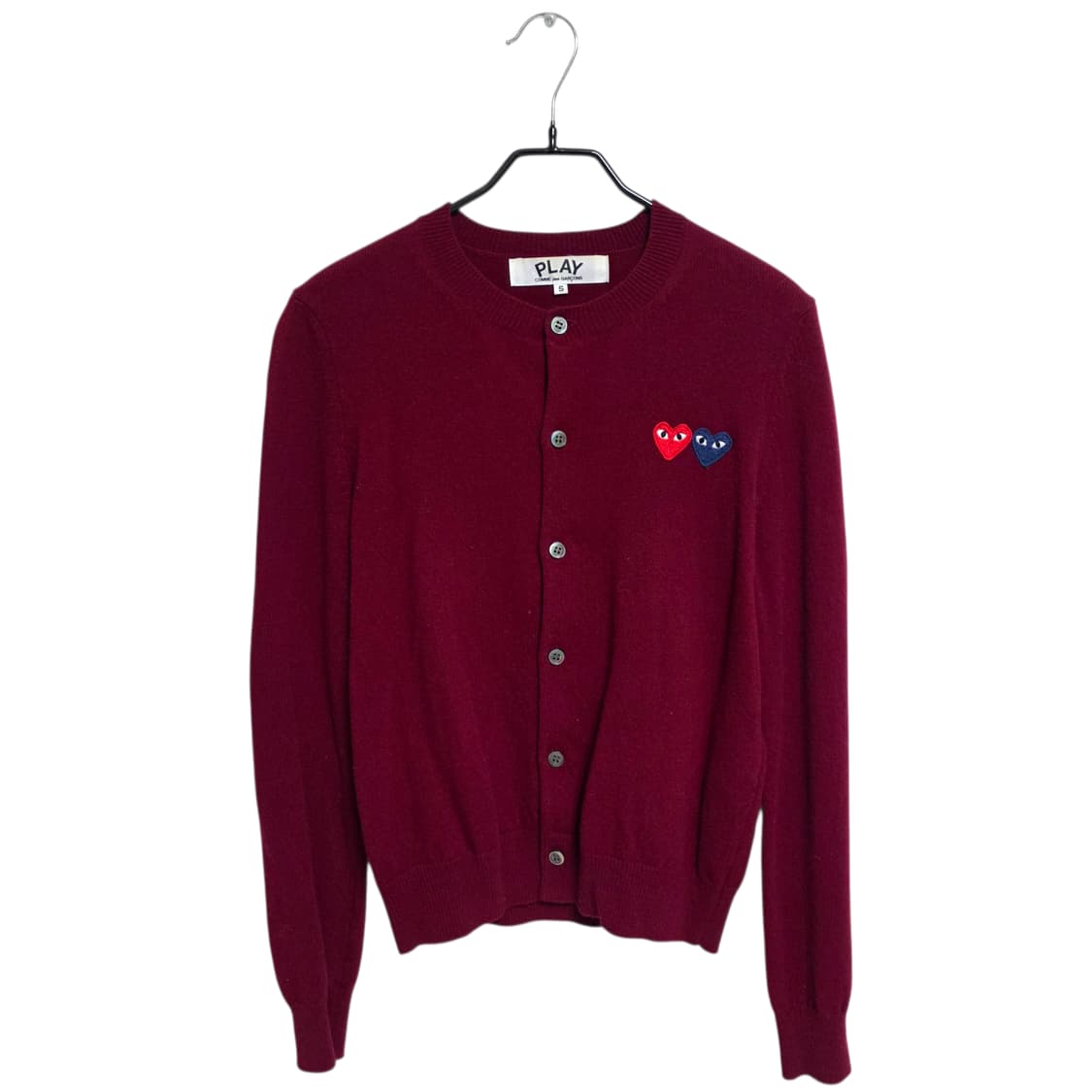 꼼데가르송 플레이 여성 라운드넥 가디건 버건디 상품이미지1