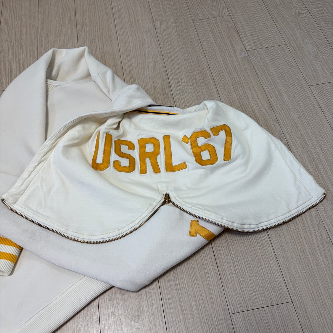 폴로 랄프로렌 크림 화이트 옐로우 세라 오픈카라 후드집업 상품이미지3