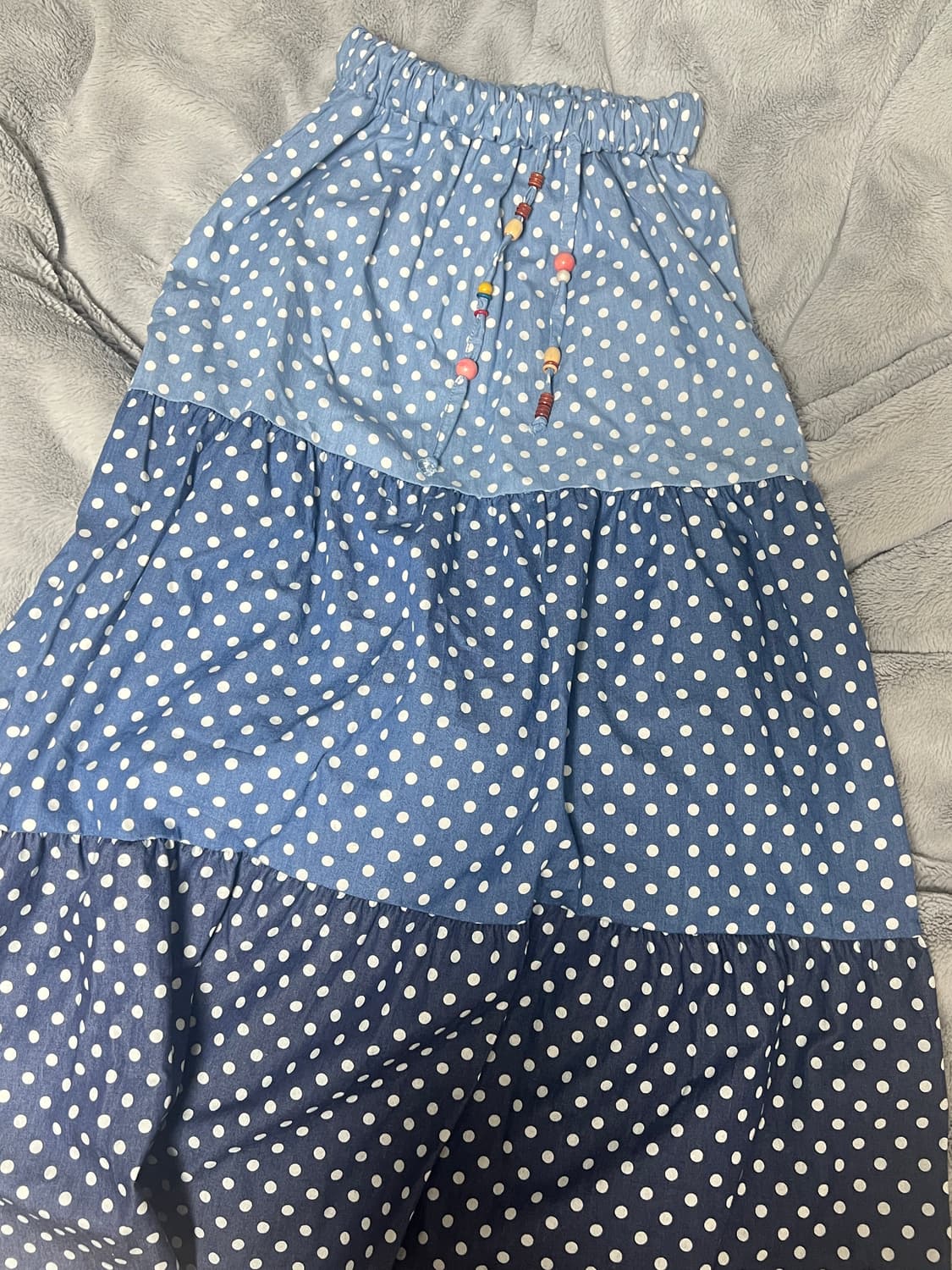 샵페어리 데님 롱 도트 스커트 치마 아일릿 원희 착용 상품이미지3