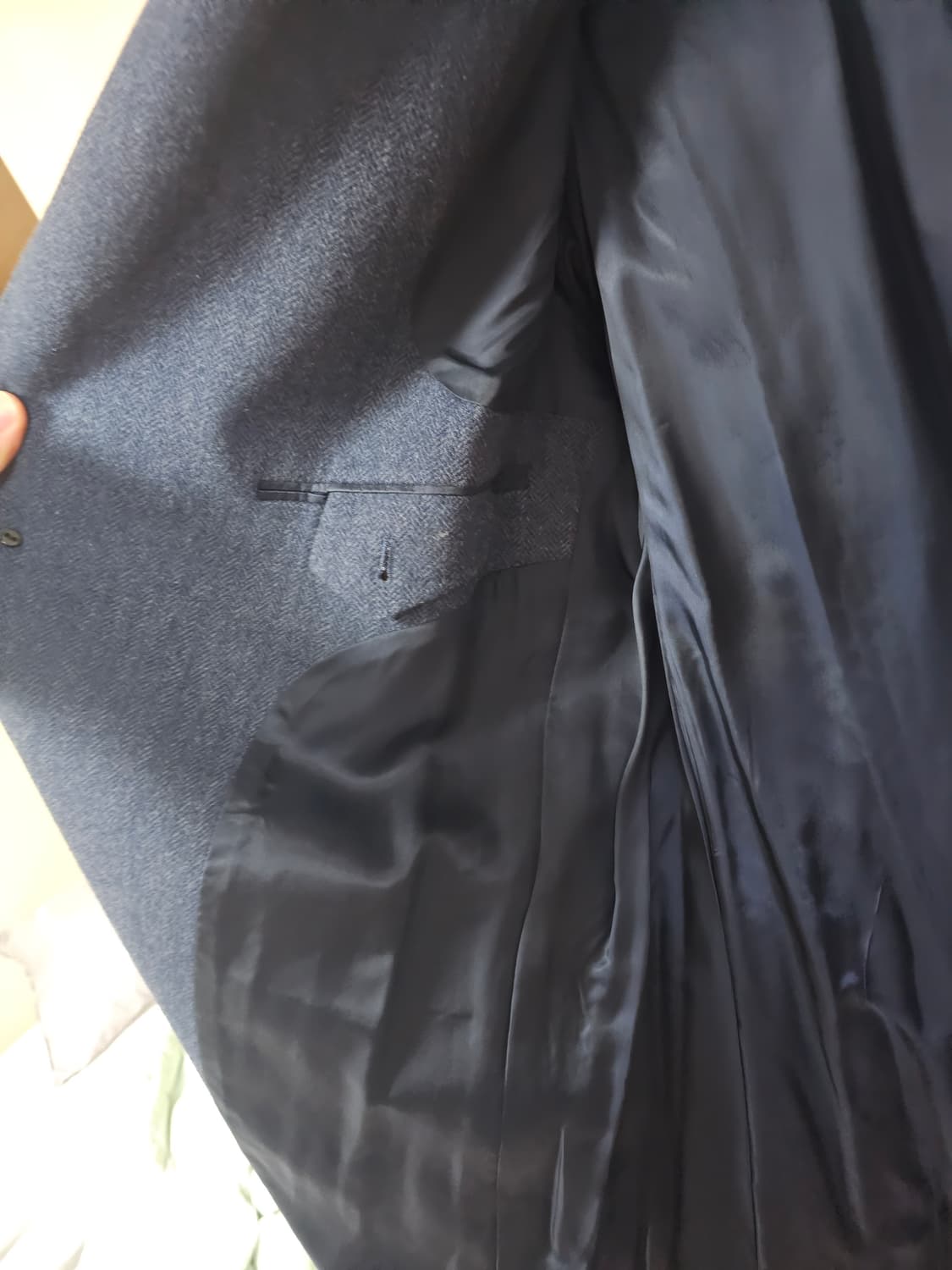 네이비 헤링본 3버튼 울코트 상품이미지4