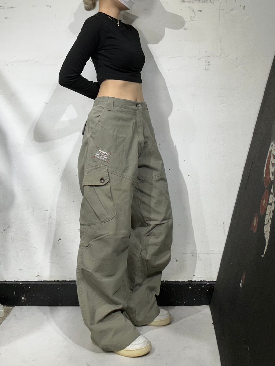 빈티지 mv 와이드 빅 포켓 카키 베이지 카고 팬츠 XXL 상품이미지1