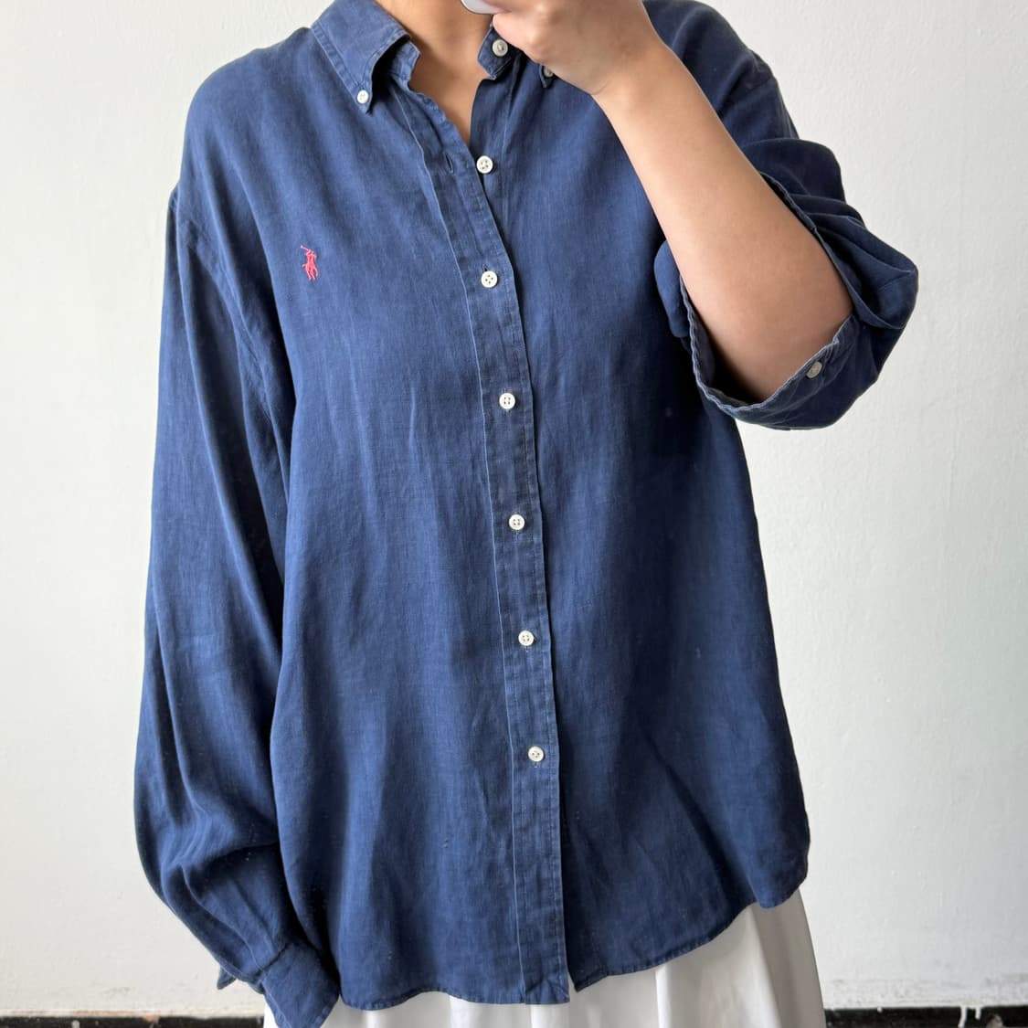 [XXL] 폴로 네이비 린넨 셔츠 상품이미지2
