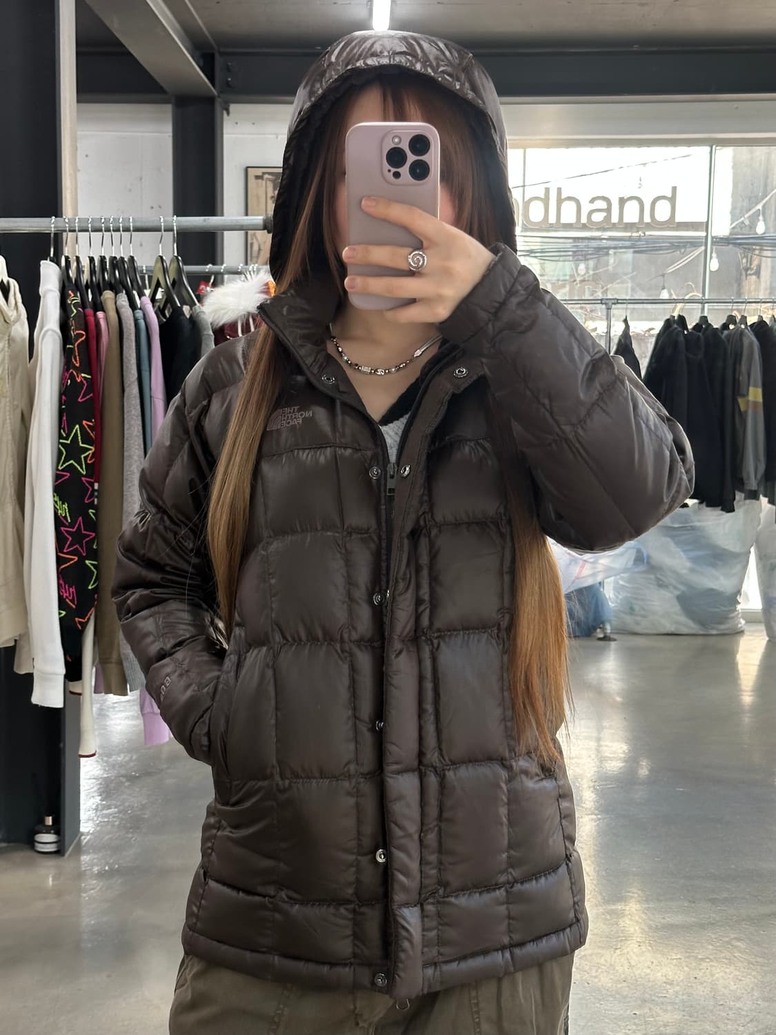 노스페이스 우먼스 600다운 투웨이 패딩자켓 초코 상품이미지5