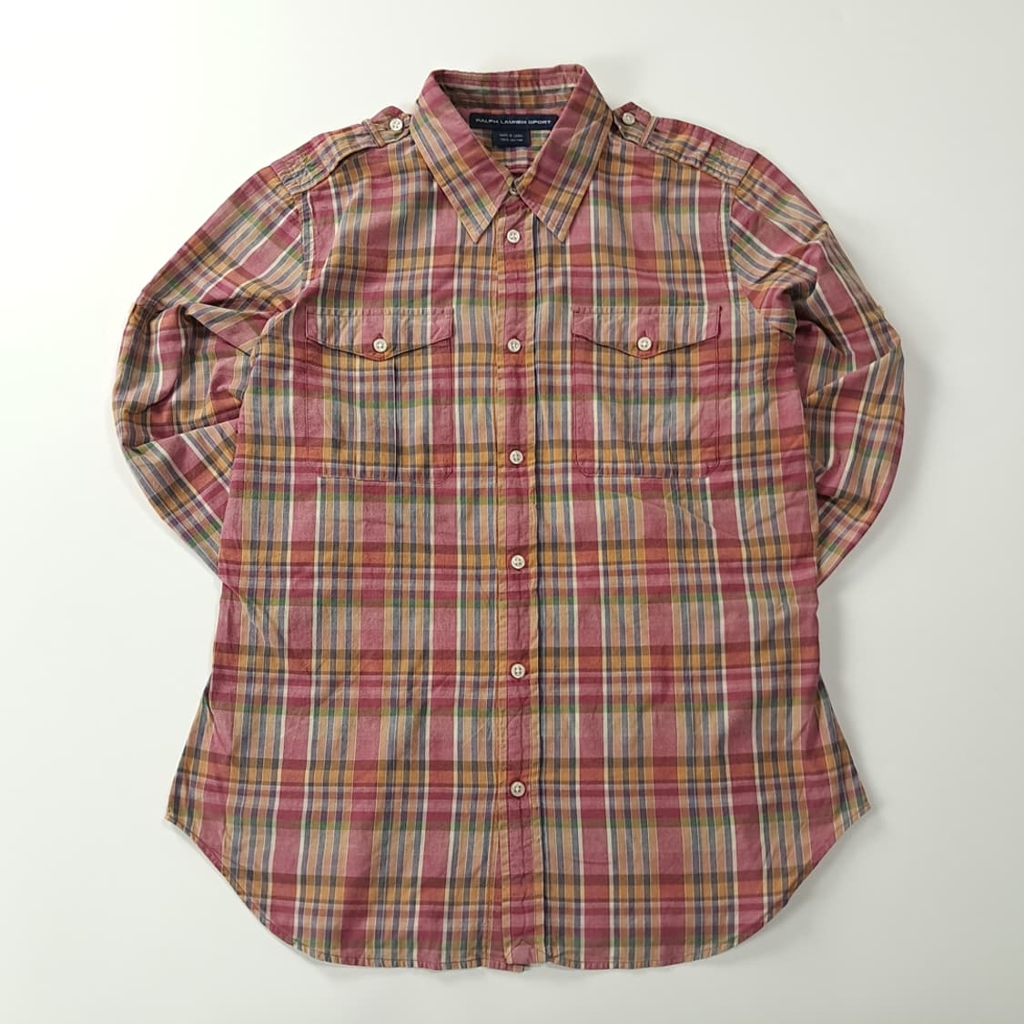 CK207 XL 폴로 90s 핑크 마드라스체크 유틸리티 셔츠 남방 상품이미지1