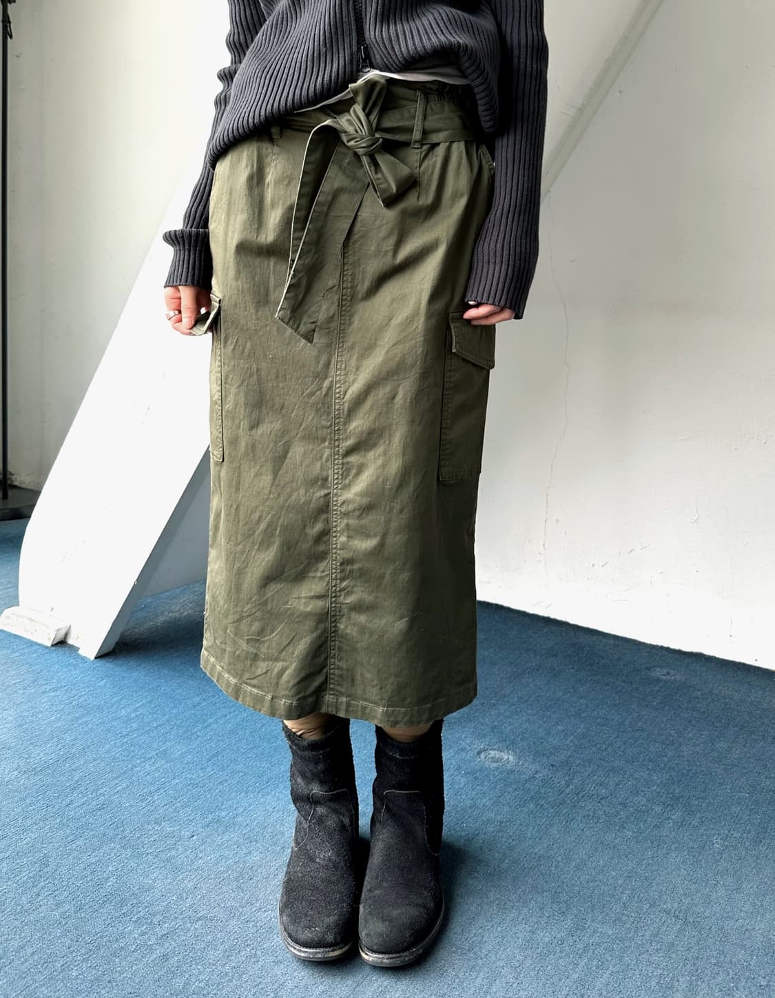 Cotton blend cargo design mid skirt 상품이미지9
