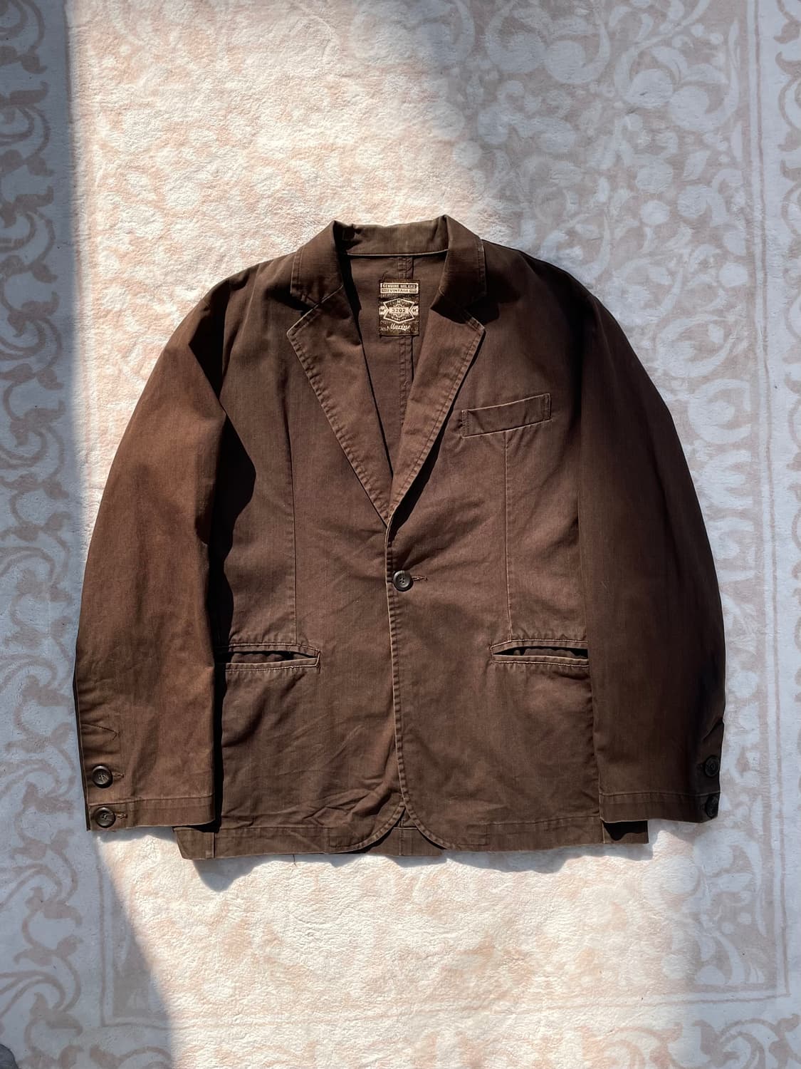 빈티지 브라운 코튼 테일러드 워크자켓 상품이미지1