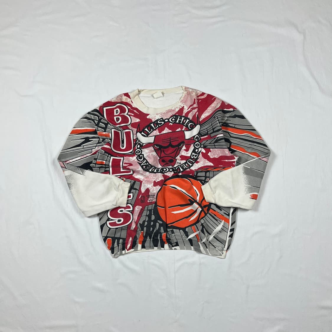 90‘s nba 시카고불스 팀 올프린트 스웻셔츠 맨투맨 상품이미지1
