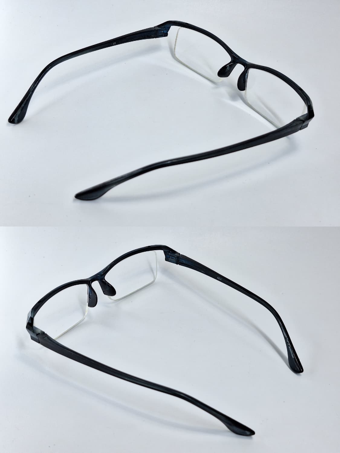 00s 일본 빈티지/4EX 네이비 블랙 라이너 반무테 안경 빅사이즈  상품이미지5