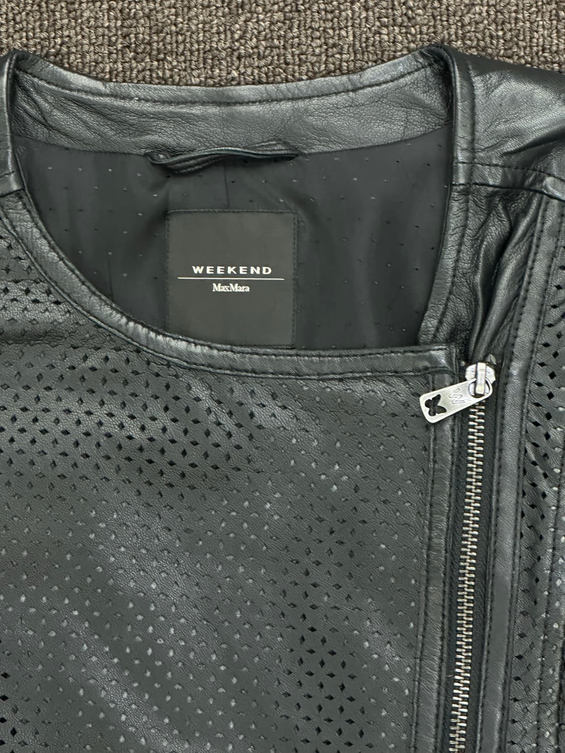 OS)위캔드 막스마라 펀칭 디테일 블랙 램스킨 레더자켓 상품이미지2