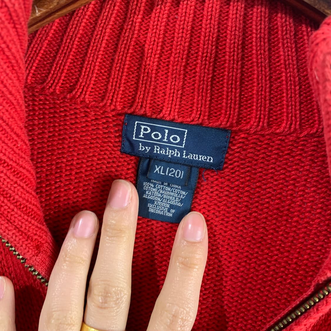 폴로 랄프로렌 암로고 레드 가디건 니트 집업 상품이미지4