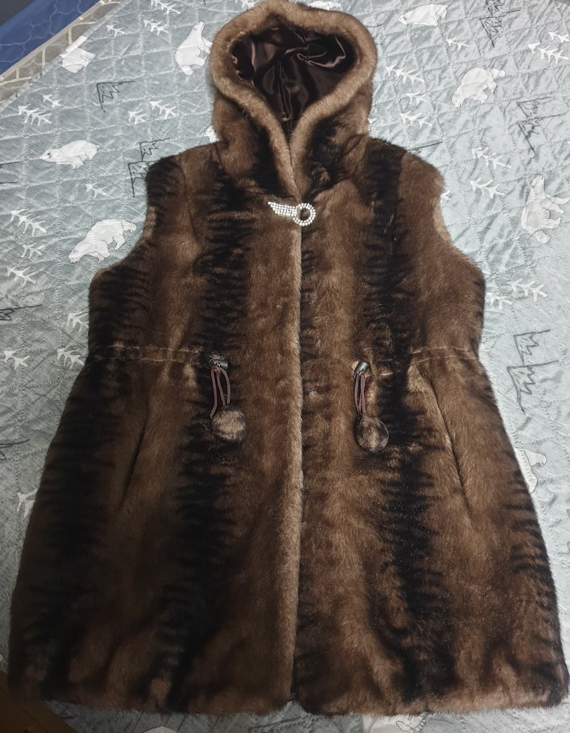 김민경 컬렉션 모피 후드 조끼 베스트 (F) 상품이미지1