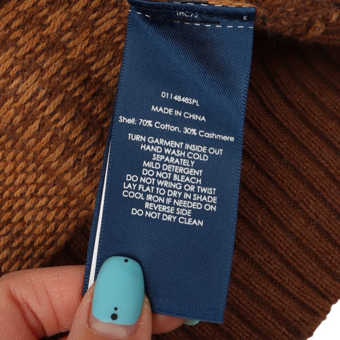 폴로 랄프로렌 카멜 체크 스웨이드패치 숄카라 니트 상품이미지9