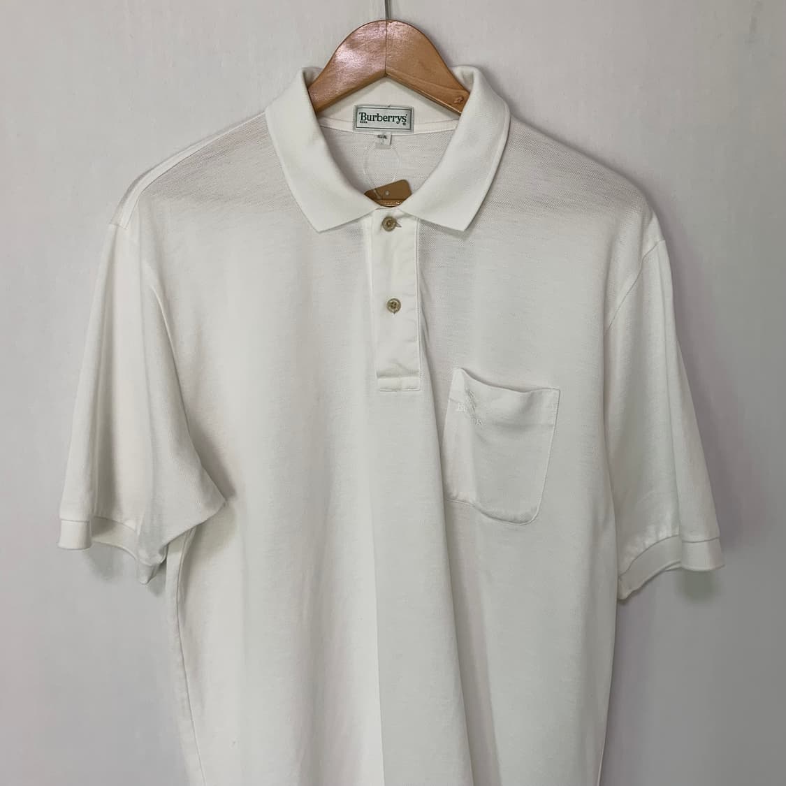 버버리 빈티지 화이트 반팔 포켓 피케 폴로티 카라 티셔츠 상품이미지3
