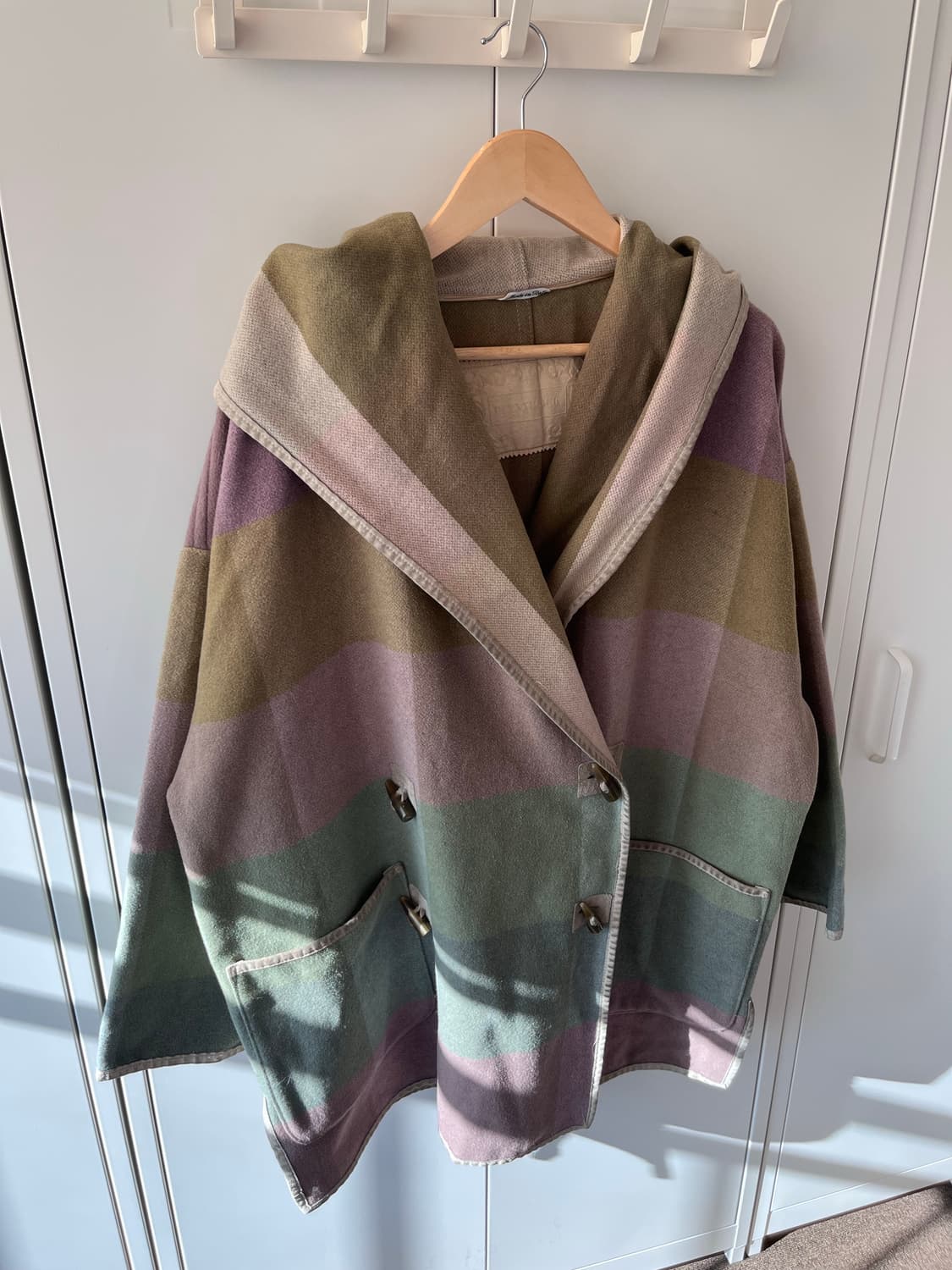 Vintage  후드 케이프형 투버튼 더플 코트 상품이미지7