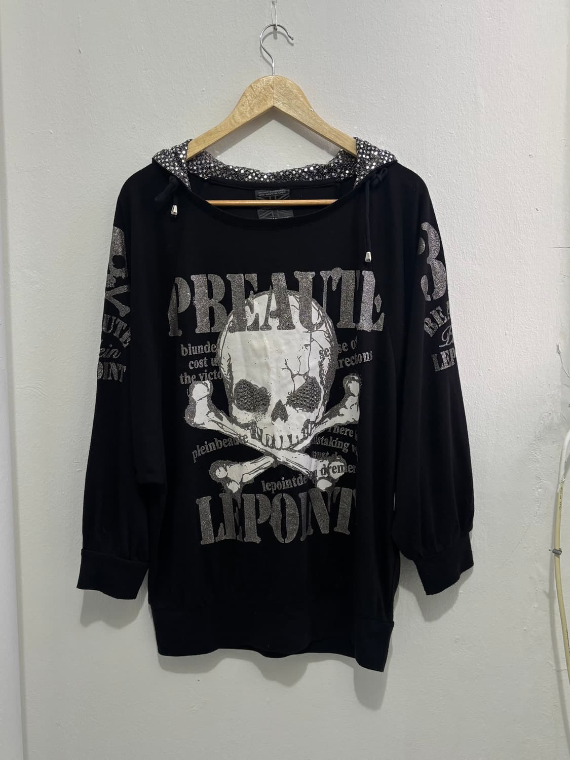 Vintage Skull Graphic Glitter Hoodie 상품이미지4