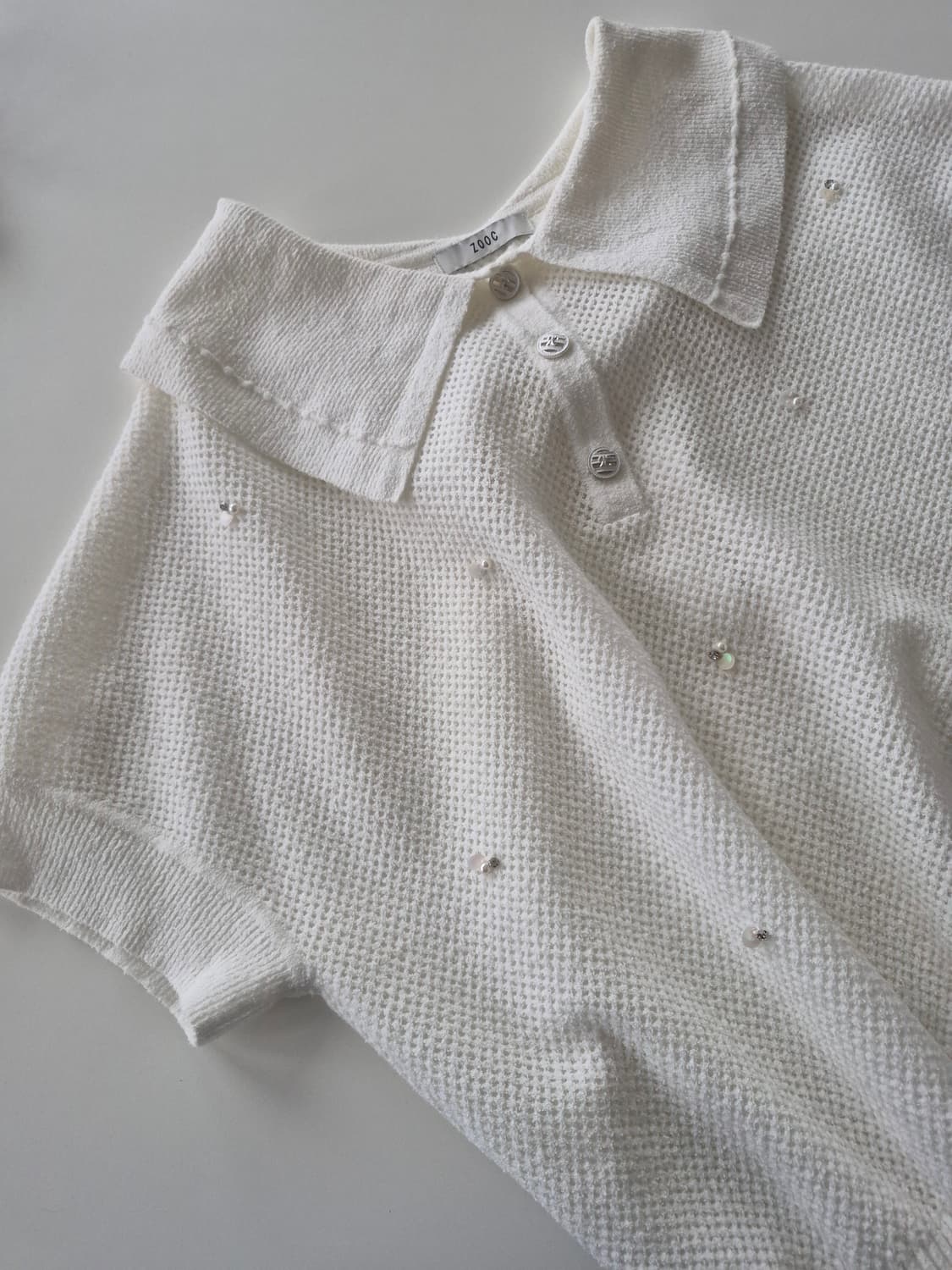 주크 (2024)와이드카라 진주꽃 반팔니트 상품이미지6