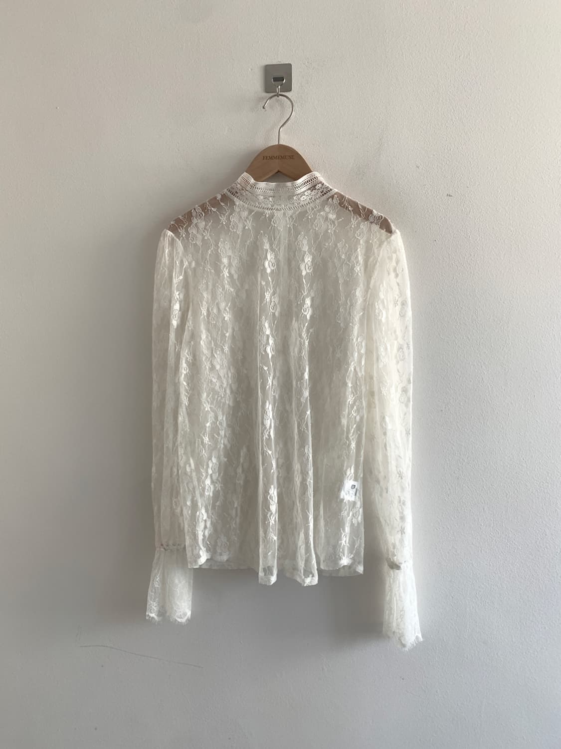 Lace high neck blouse(ivory) 상품이미지1