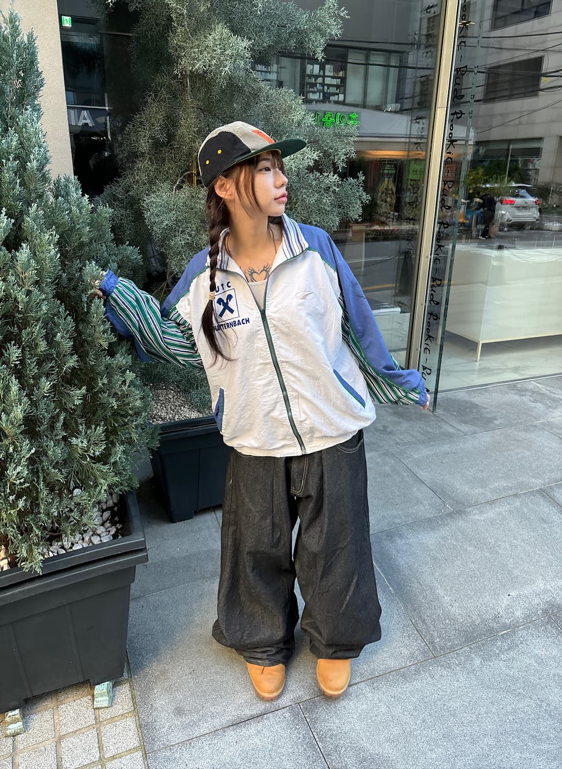 90s PUMA 올드스쿨 스트라이프 블루종 윈드브레이커 상품이미지3