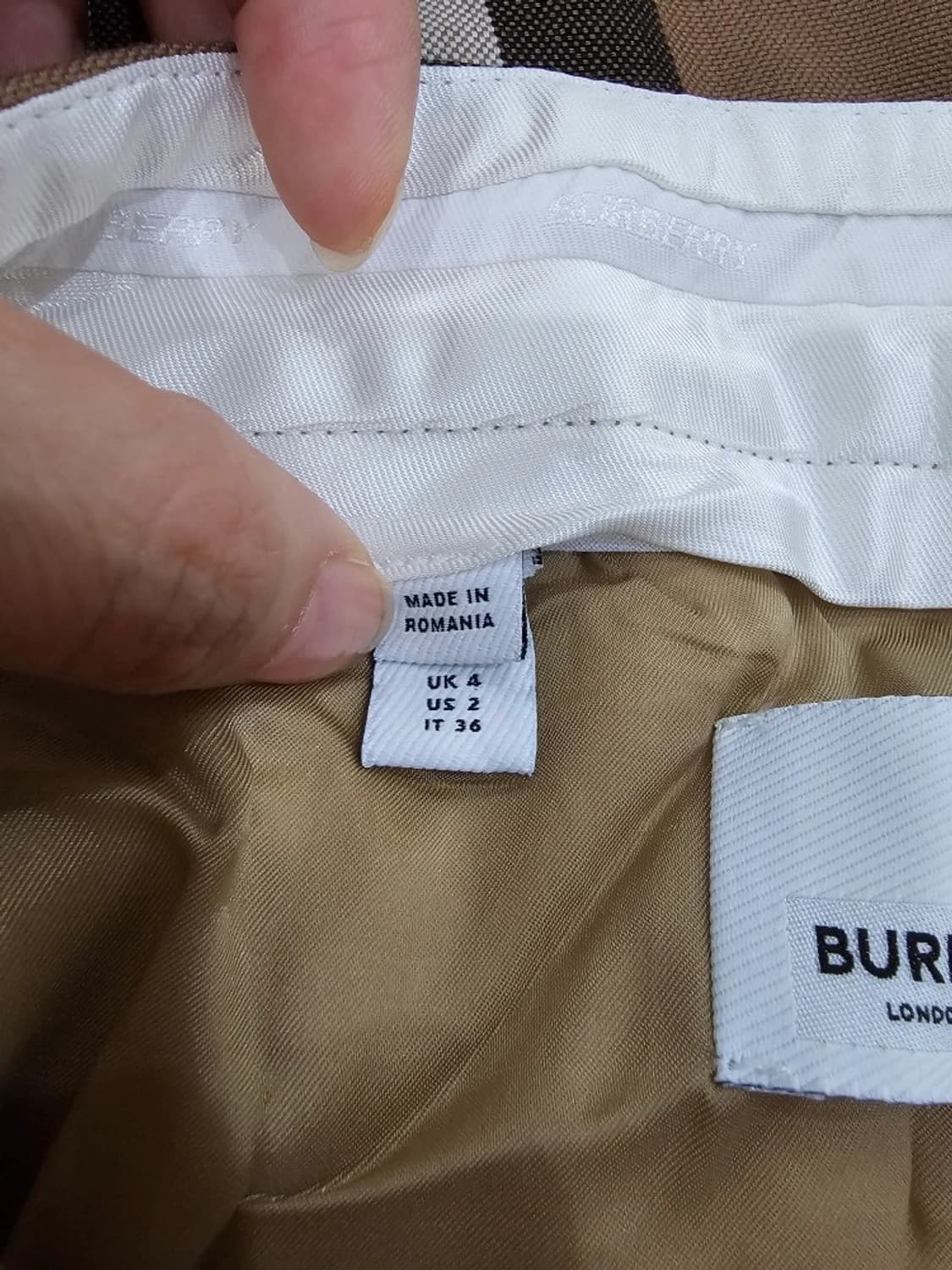 정품 Burberry 버버리 체크 울 팬츠 여성 34 상품이미지8