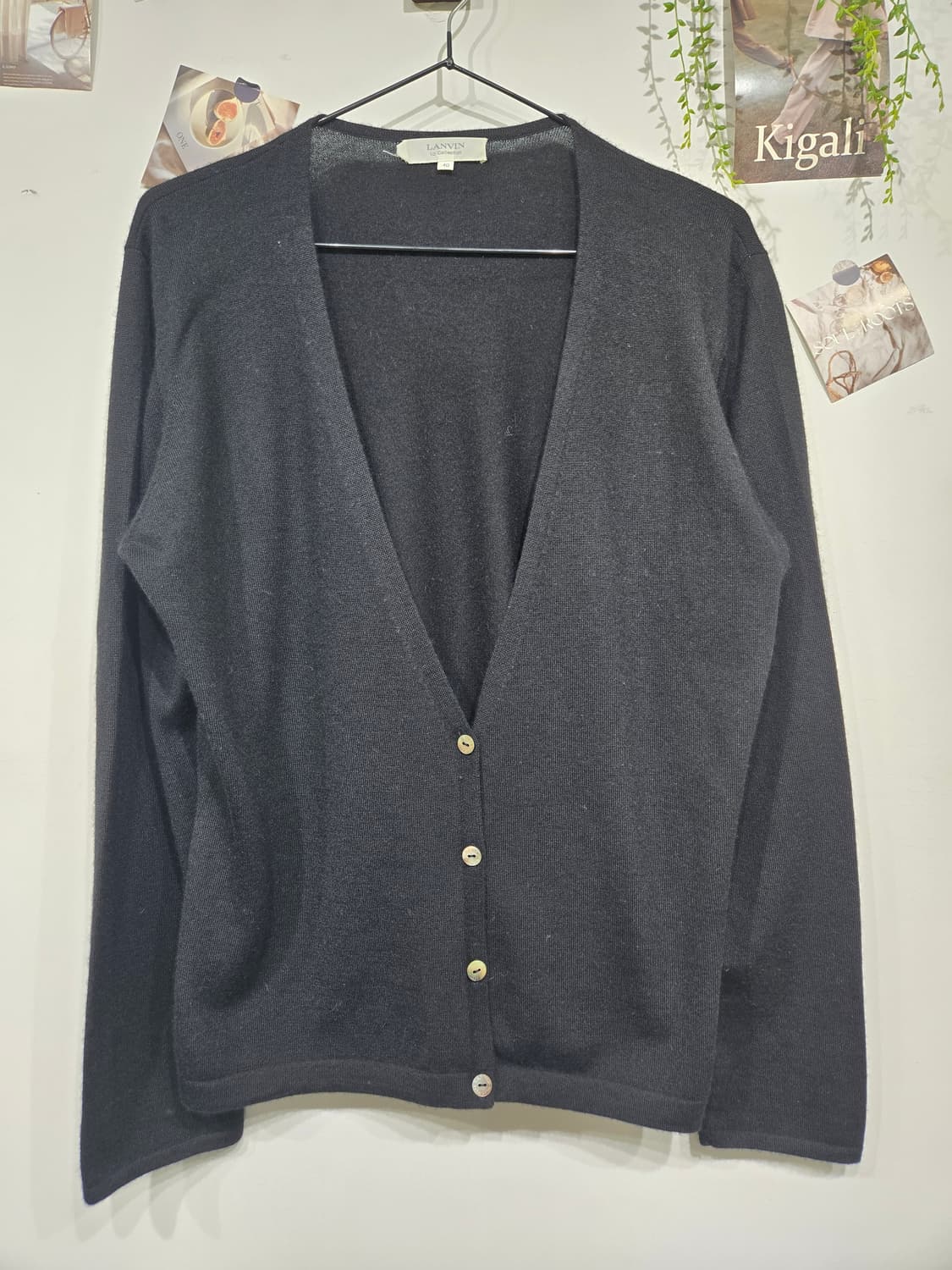 랑방 블랙 브이넥 캐시미어 니트 가디건 상품이미지3