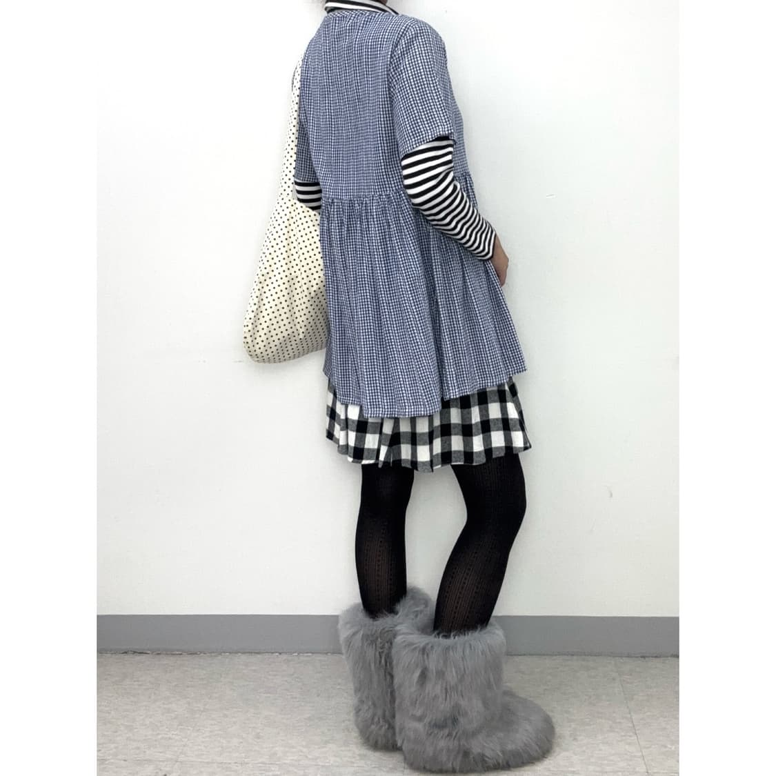 빈티지 블루 모리걸 반팔 원피스 상품이미지2