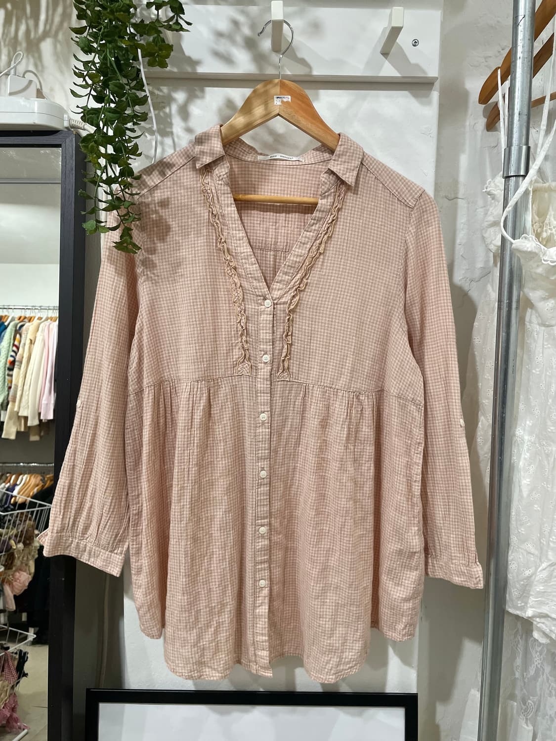 Check v neck lace blouse 상품이미지8