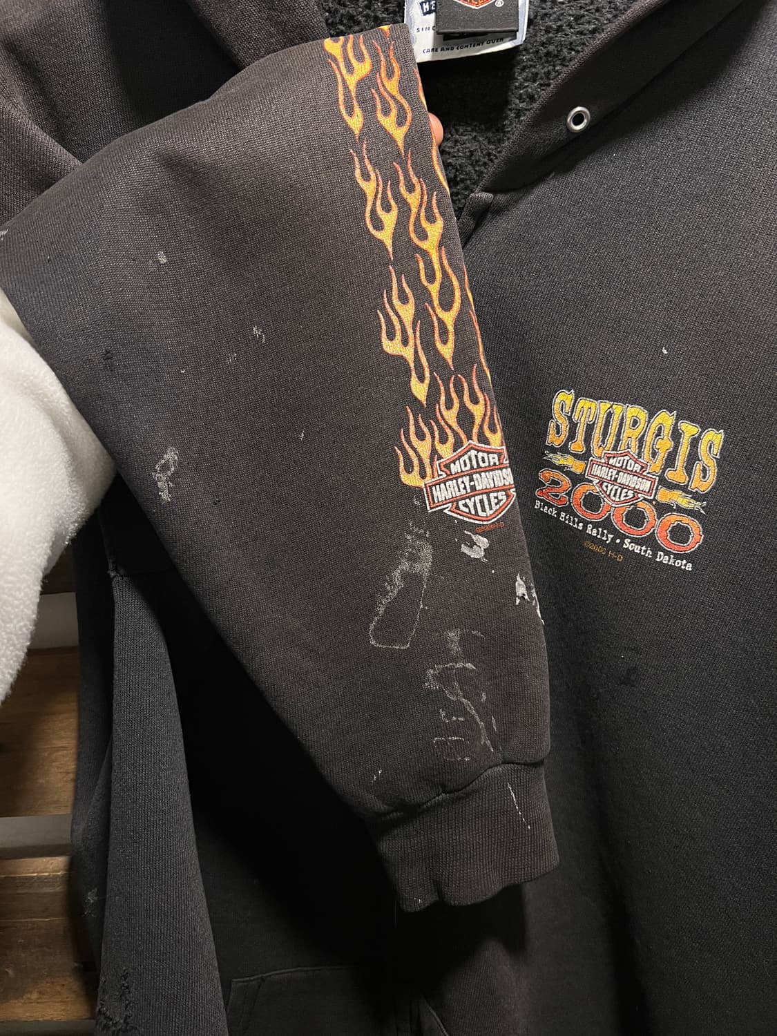 [XL]00's 할리데이비슨 사우스 다코타 빈티지 데미지드 후드 집업 상품이미지5