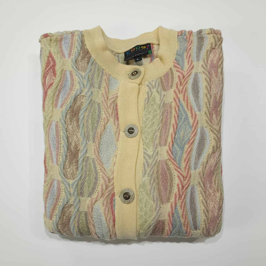 CL114 L COOGI 멀티 컬러 퓨어 울 버튼 카디건 상품이미지8