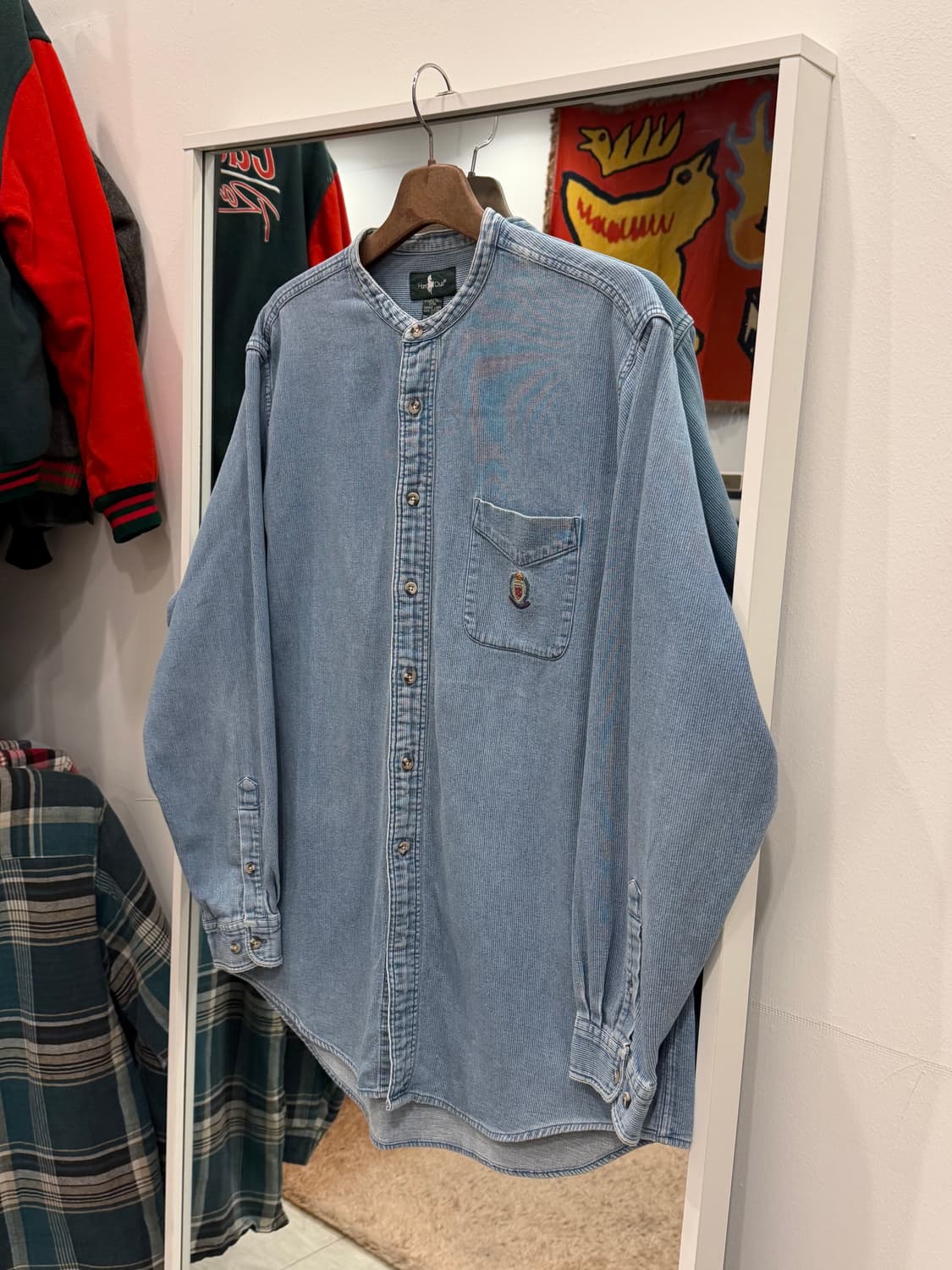 90s Hunt Club 헌트클럽 코듀로이 데님 헨리넥 셔츠 상품이미지1