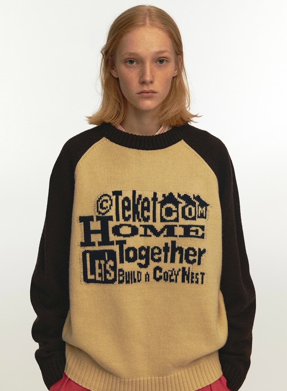 (L) 테켓 투게더 스웨터 니트 베이지 상품이미지6