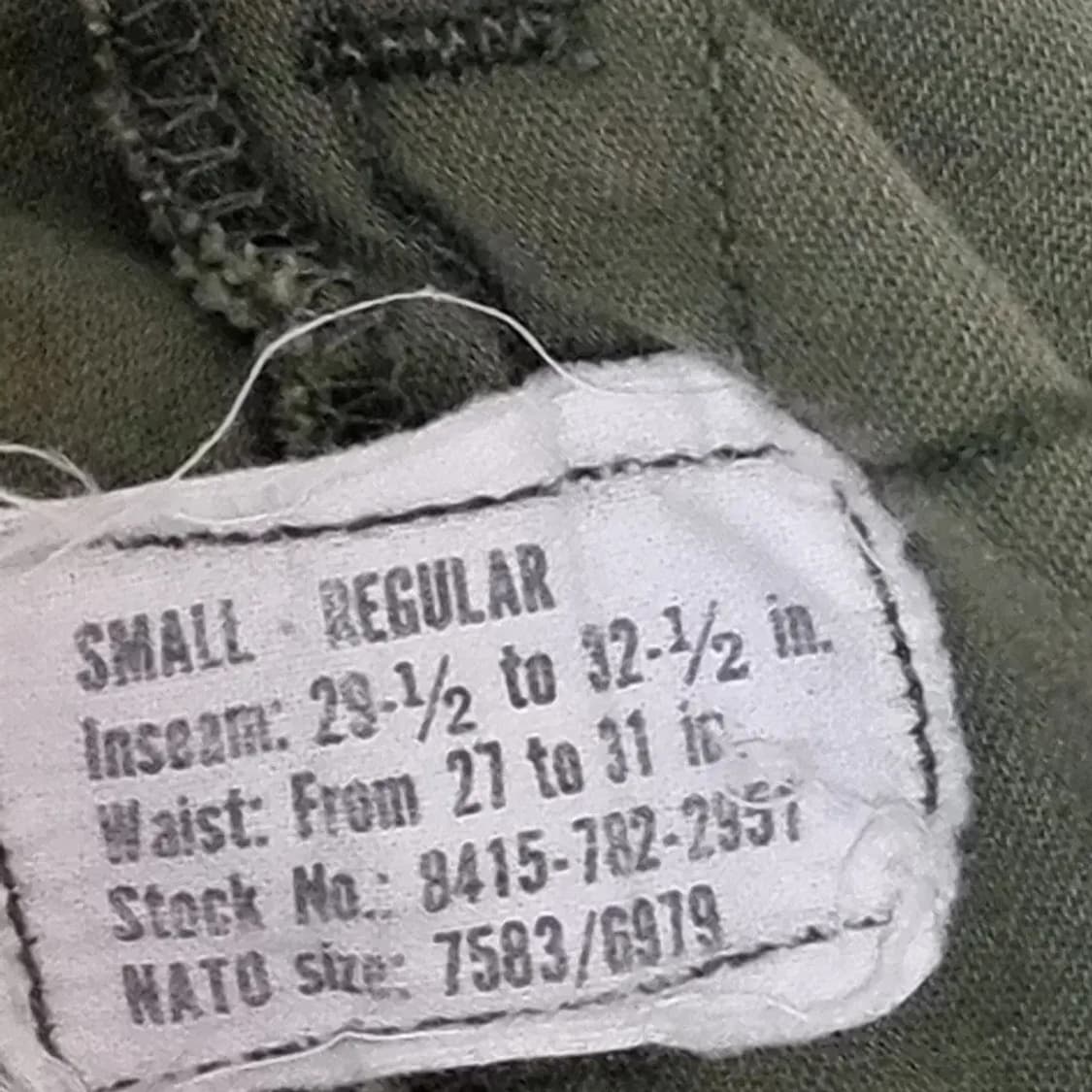 미군 오리지널 m65 올리브 그린 카고 바지(27-31) 상품이미지3