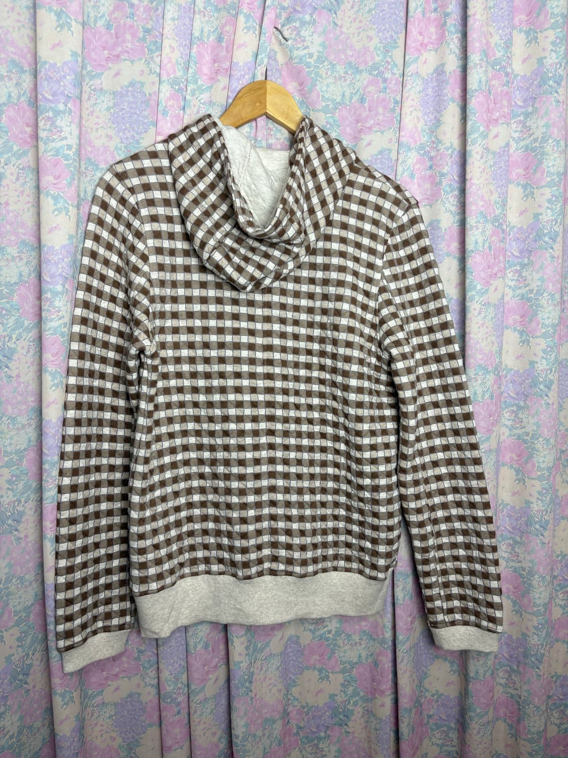 브라운 체크 누빔 후드 가디건 상품이미지9