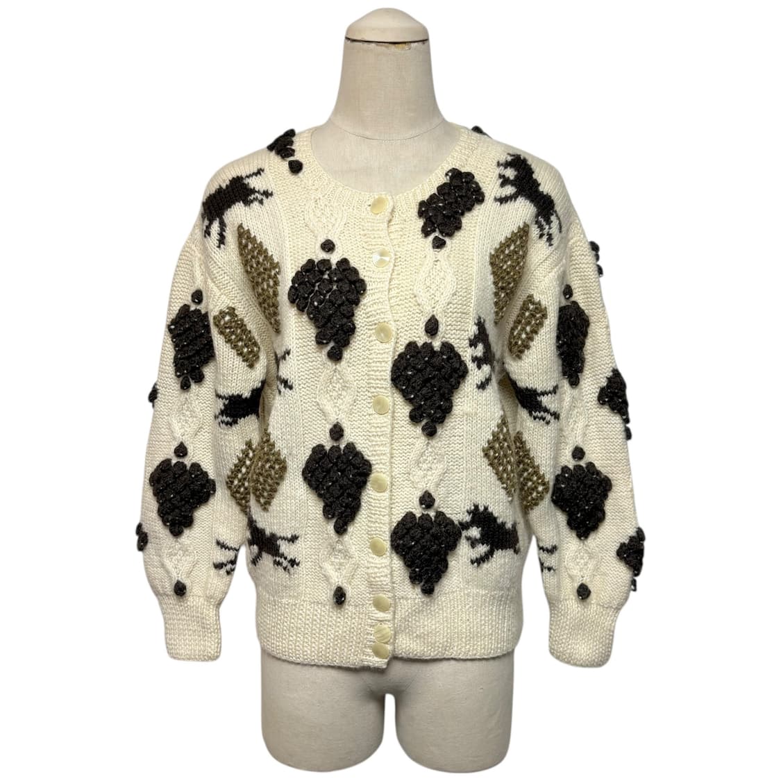 3670 핸드니트 울100 폼폼 니트가디건 상품이미지1