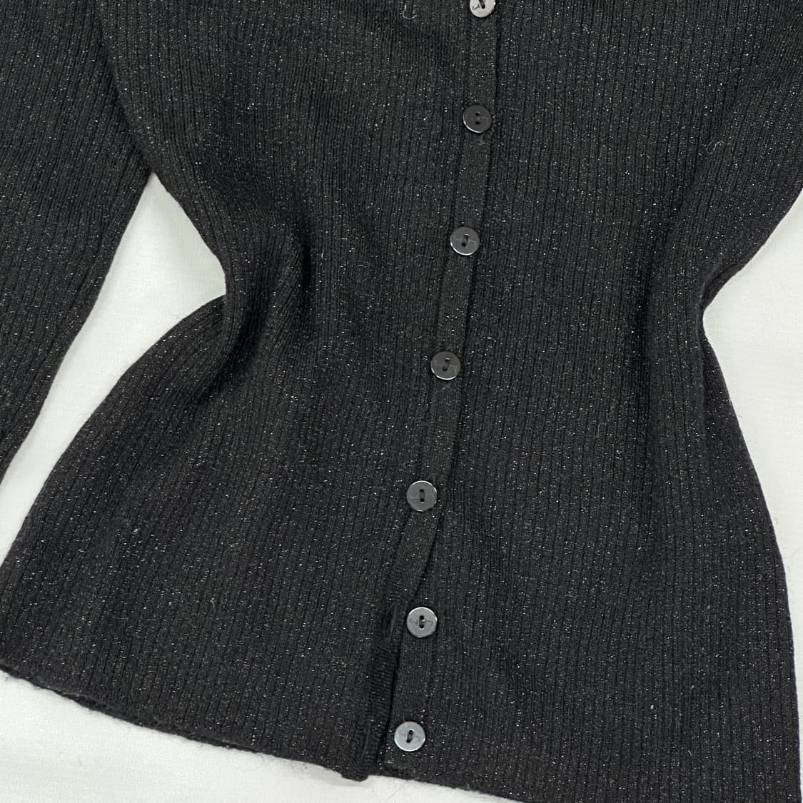 J&R 고스로리 공겜여주 지뢰계 블랙 슬림핏 골지 가디건  상품이미지5