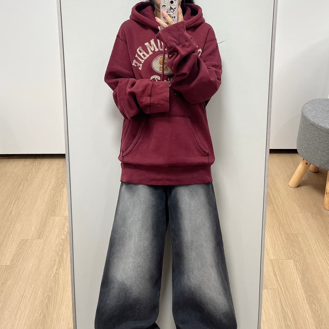 아베크롬비 빅로고 버건디 후드티 상품이미지1