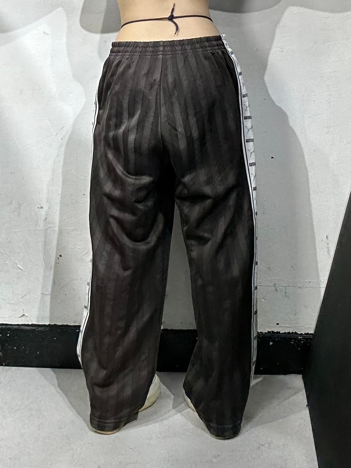 푸마 브라운 와이드 화이트 사이드 라인 추리닝 바지 트레이닝 팬츠 M 상품이미지3