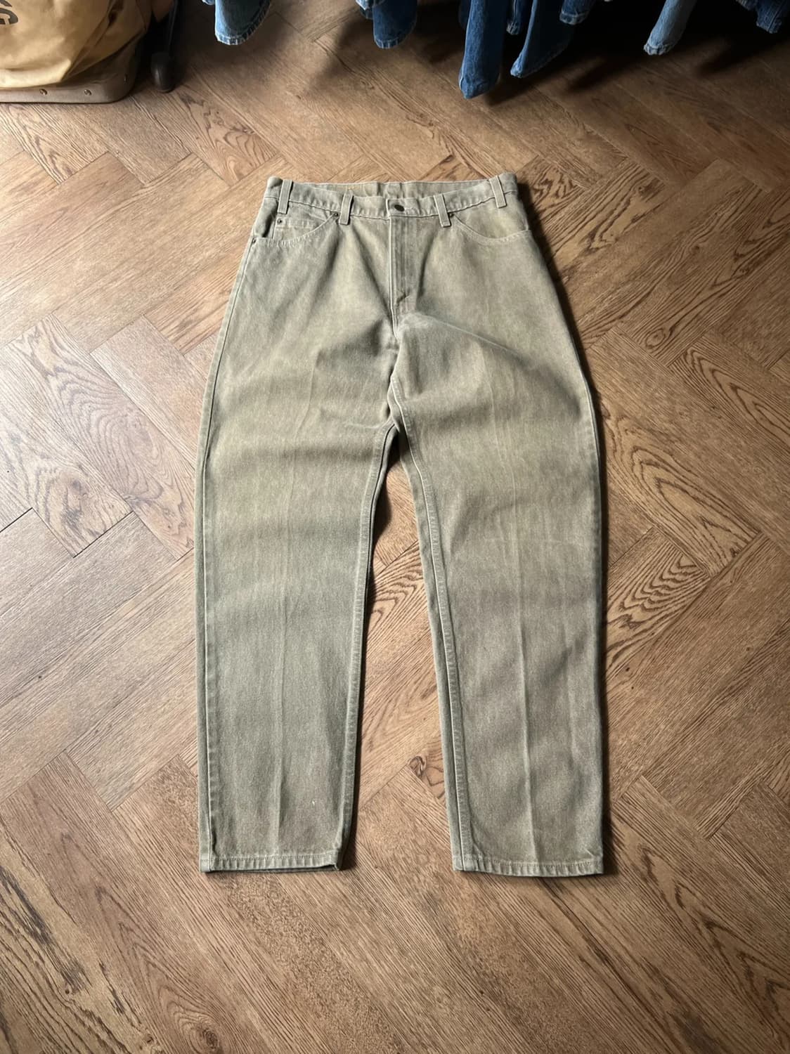 [34]90's 리바이스 550 오렌지탭 USA Made 카키 데님 팬츠 상품이미지1