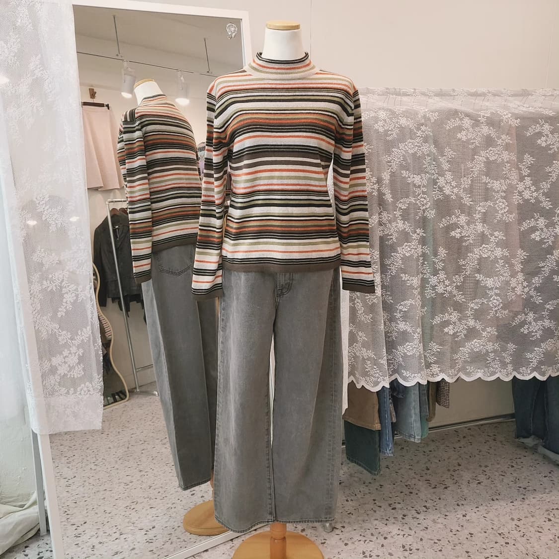 LB 스트라이프 모크넥 니트티 상품이미지7