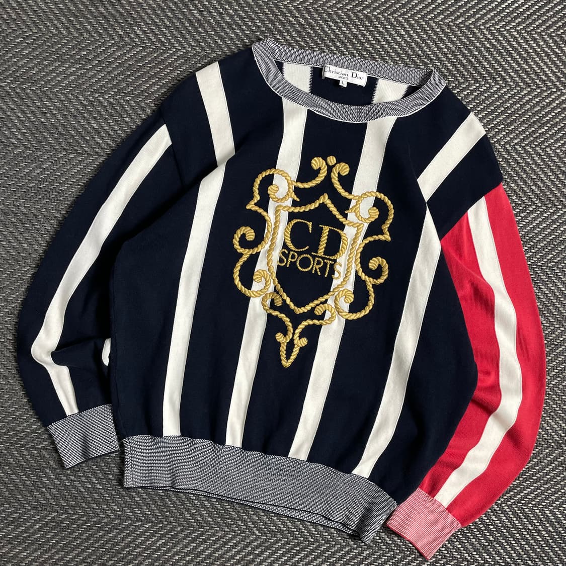 90s 크리스찬 디올 아카이브 빅로고 스트라이프 패턴 니트y 5050 상품이미지1