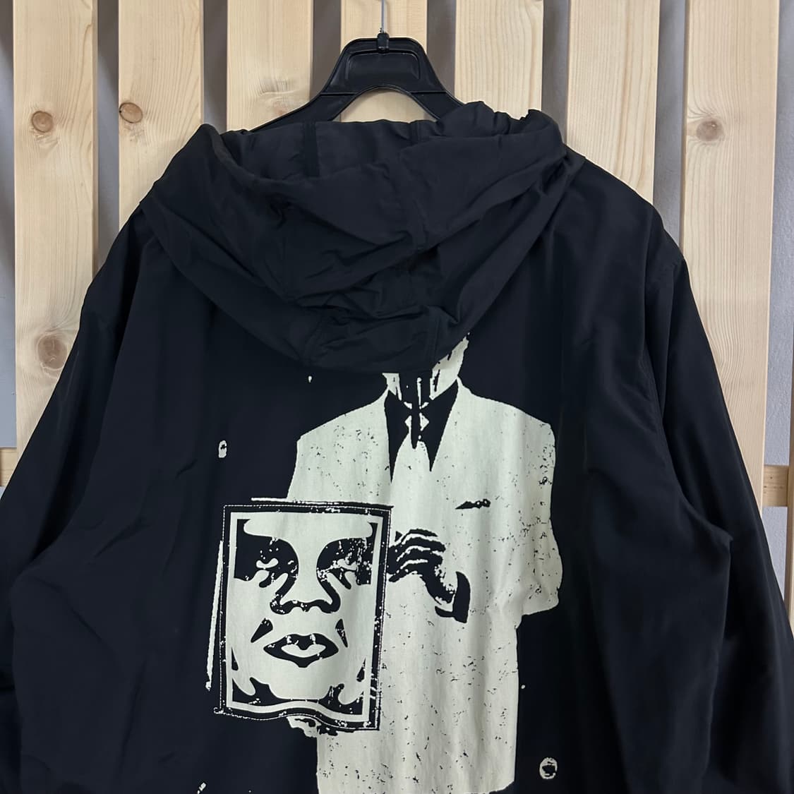 (XL) 오베이 빅로고 블랙 롱 코치 자켓 상품이미지3