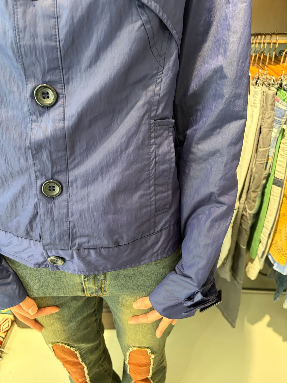 WODUL 버튼 디테일 네이비 자켓 M 상품이미지6