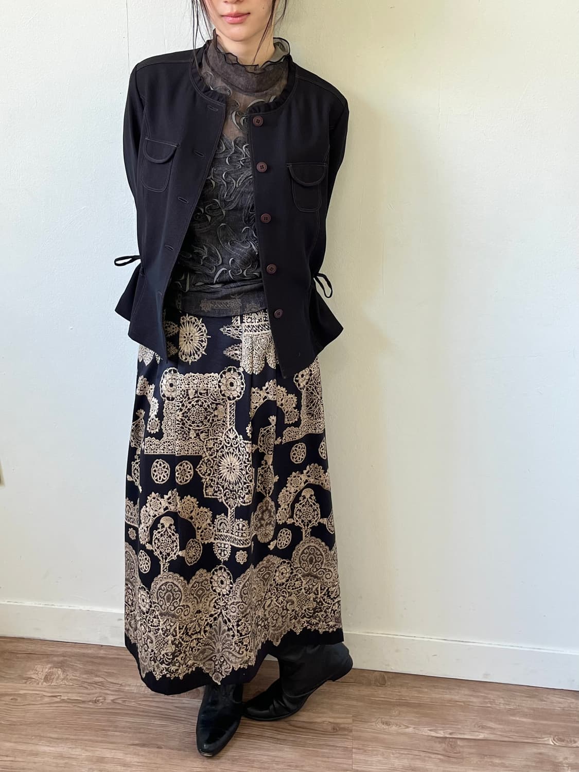 Japan vtg 브라운 셔링 자켓 상품이미지7